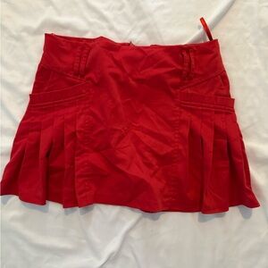 Italian Red Pleated Mini Skirt
